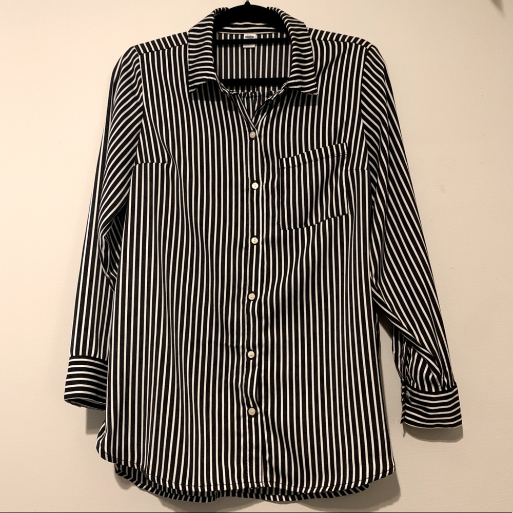 Black and White striped button down